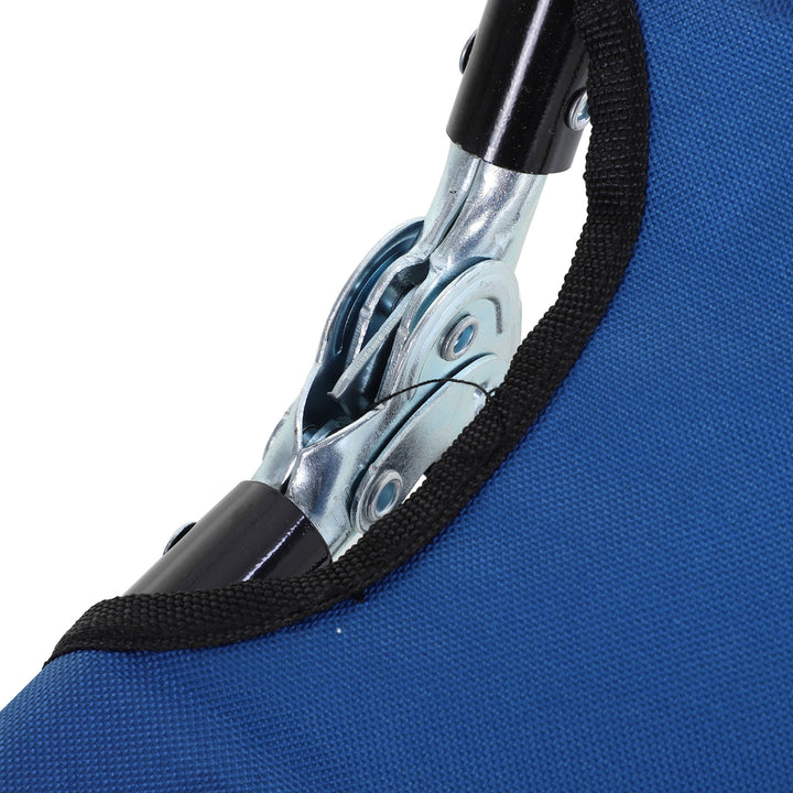 MCL Foldable Sun Lounger with 5-Position Adjustable Backrest, Outdoor Portable Recliner Chaise Lounge Chair with Breathable Mesh Fabric, Blue