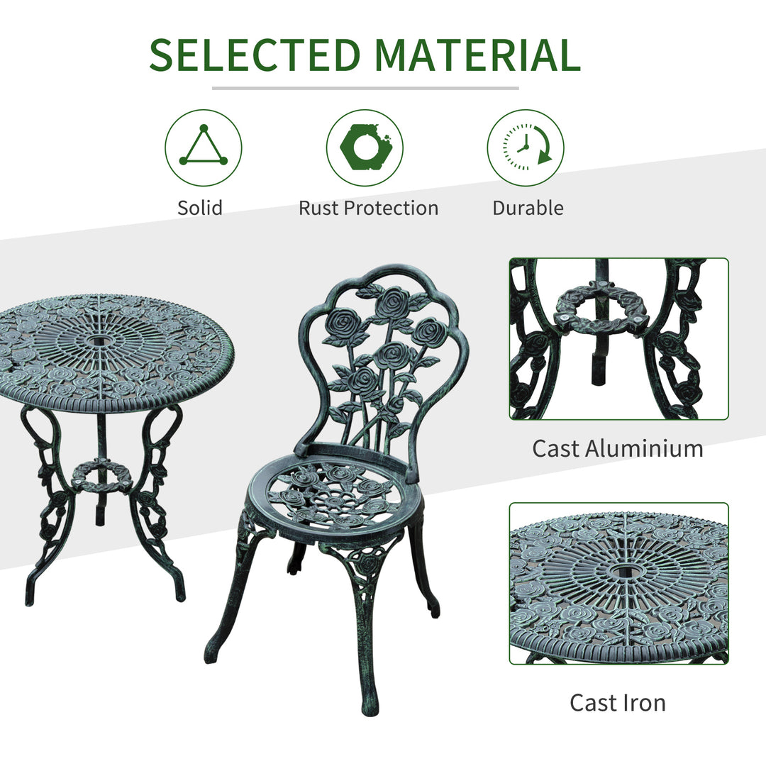 Outsunny Cast Aluminium Outdoor Patio Garden Bistro Elegant Design Table Chair Set