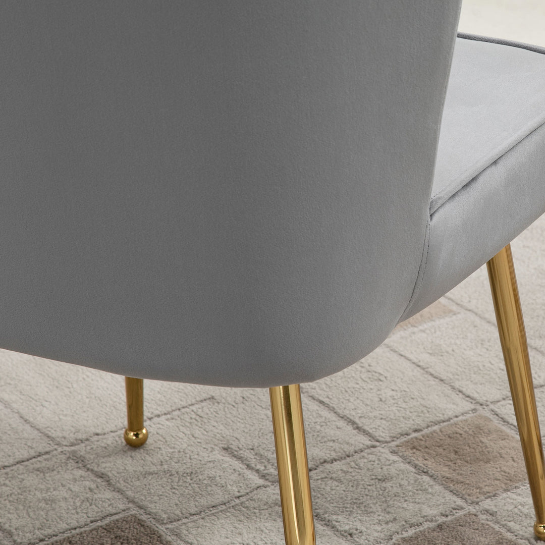 Velvet-Feel Shell Accent Chair - Grey