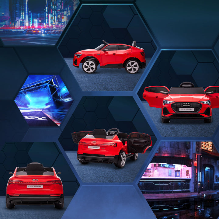 MCL Audi E-tron Licensed 12V Kids Electric Ride on, Electric Car for Kids, with Parental Remote, Music Lights MP3, Suspension Wheels, for 3-5 Years, Red