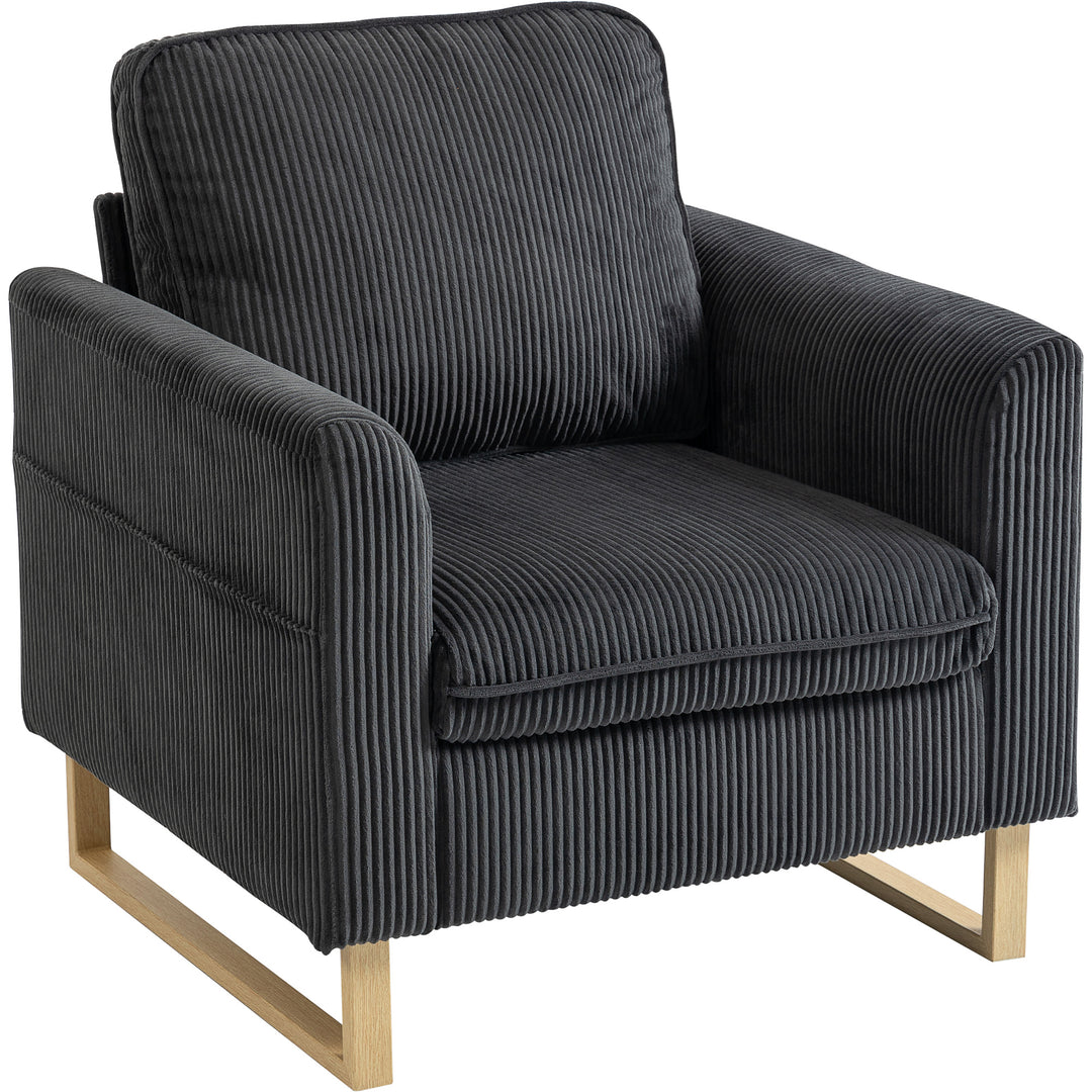 Accent Chair with Pocket Spring, Modern Industrial Armchair with Metal