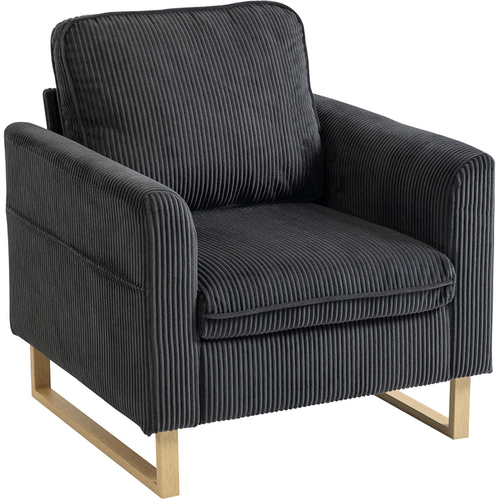 Accent Chair with Pocket Spring, Modern Industrial Armchair with Metal