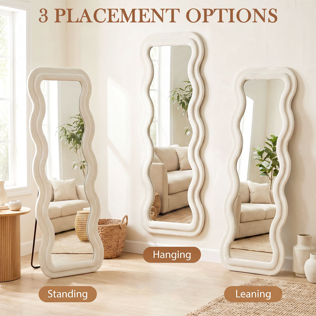 Full Length Mirror, 160 x 60 cm Wavy Full Body Wall Standing Mirror wi