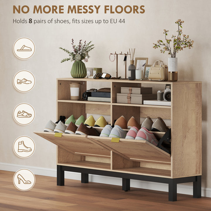 Shoe Cabinet with 2 Flip Drawers, Narrow Shoe Storage Top for Entryway
