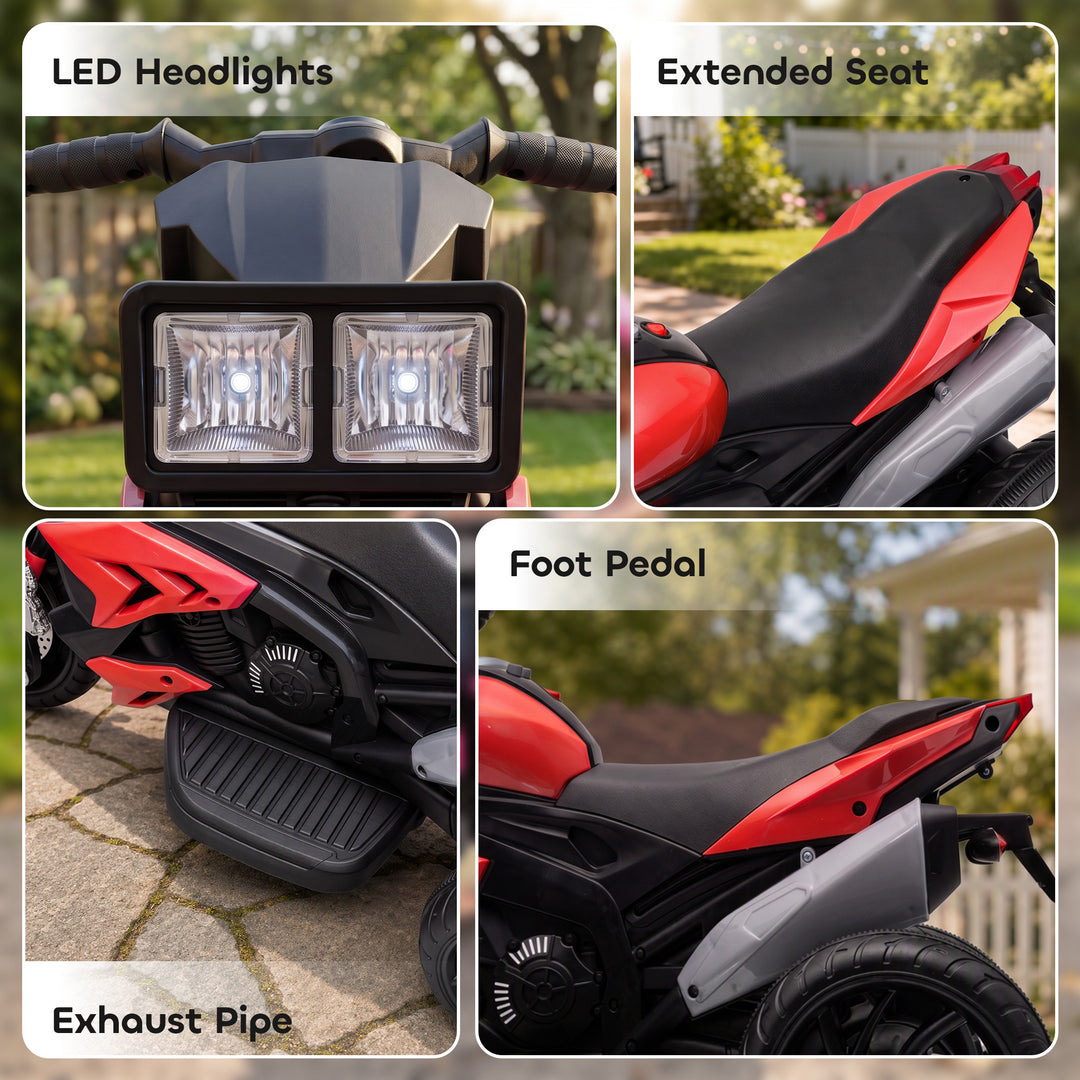 Kids Electric Motorcycle Ride-On Toy, 3-Wheel Battery-Operated Motorbi