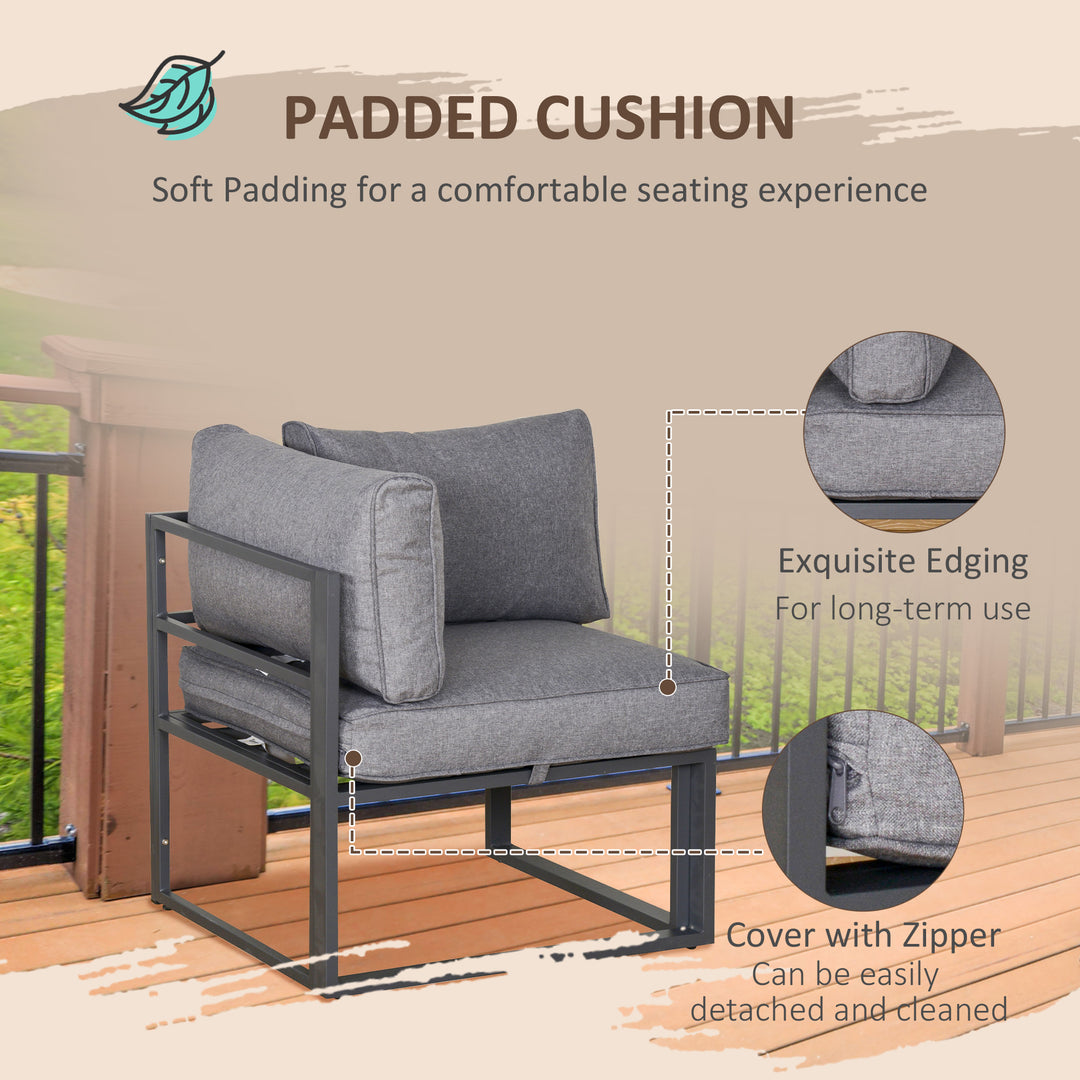 5 Piece Garden Aluminium Conversation Sofa Set Patio Furniture Set Outdoor 2 Sofas 2 Footstools End Table with Cushions