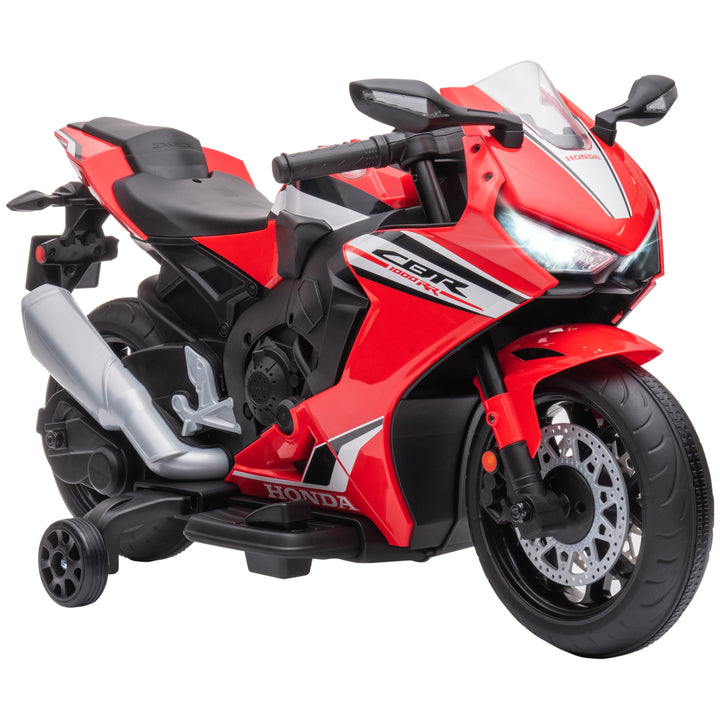 6V Honda Licensed Kids Motorcycle w/ Music, Training Wheels - Red