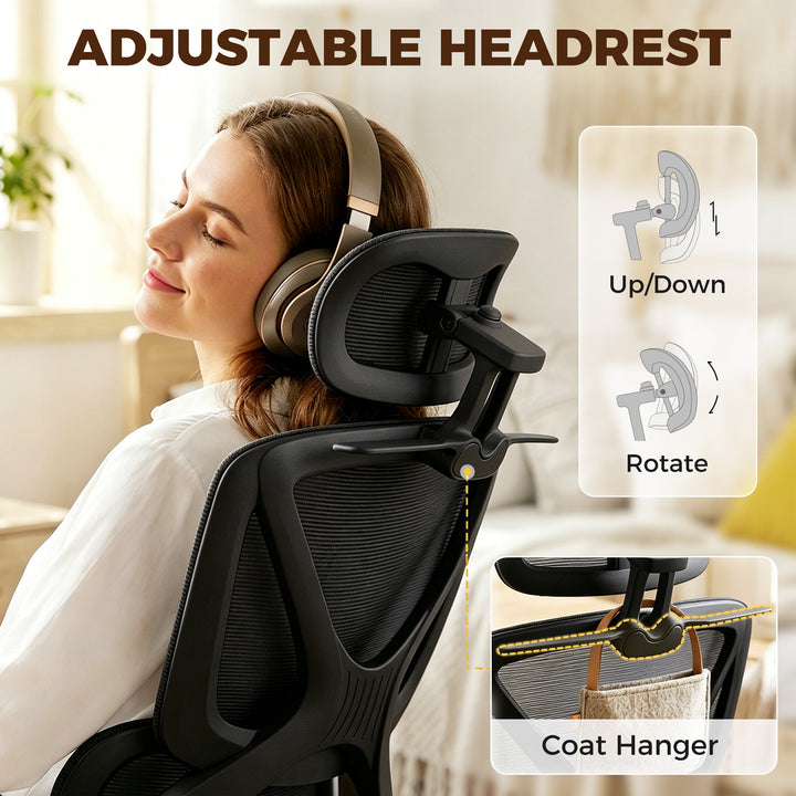 Mesh Desk Chair with 3D Armrests, Ergonomic Office Chair with Rotatabl