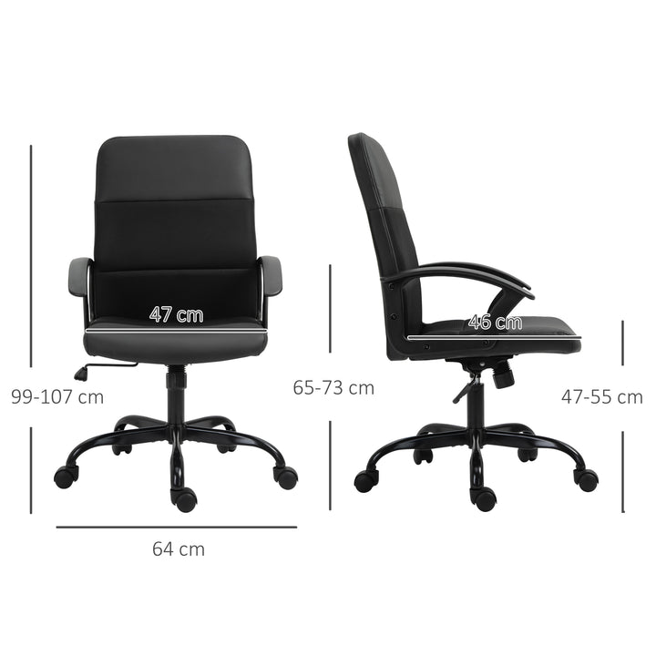 Mesh Office Chair, Faux Leather Desk Chair with Swivel Wheels, Adjustable Height and Tilt Function, Black