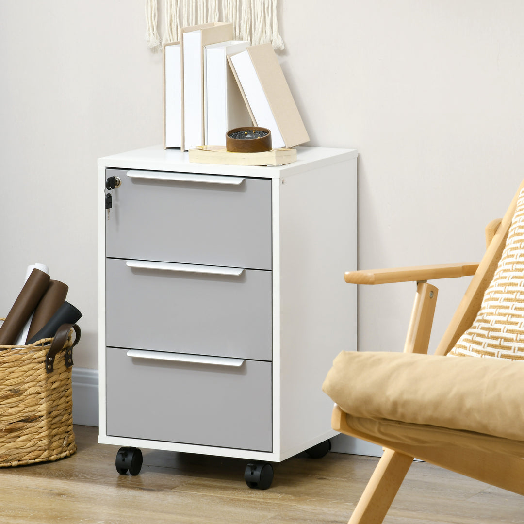 MCL Three-Drawer Locking Filing Cabinet - Grey/White