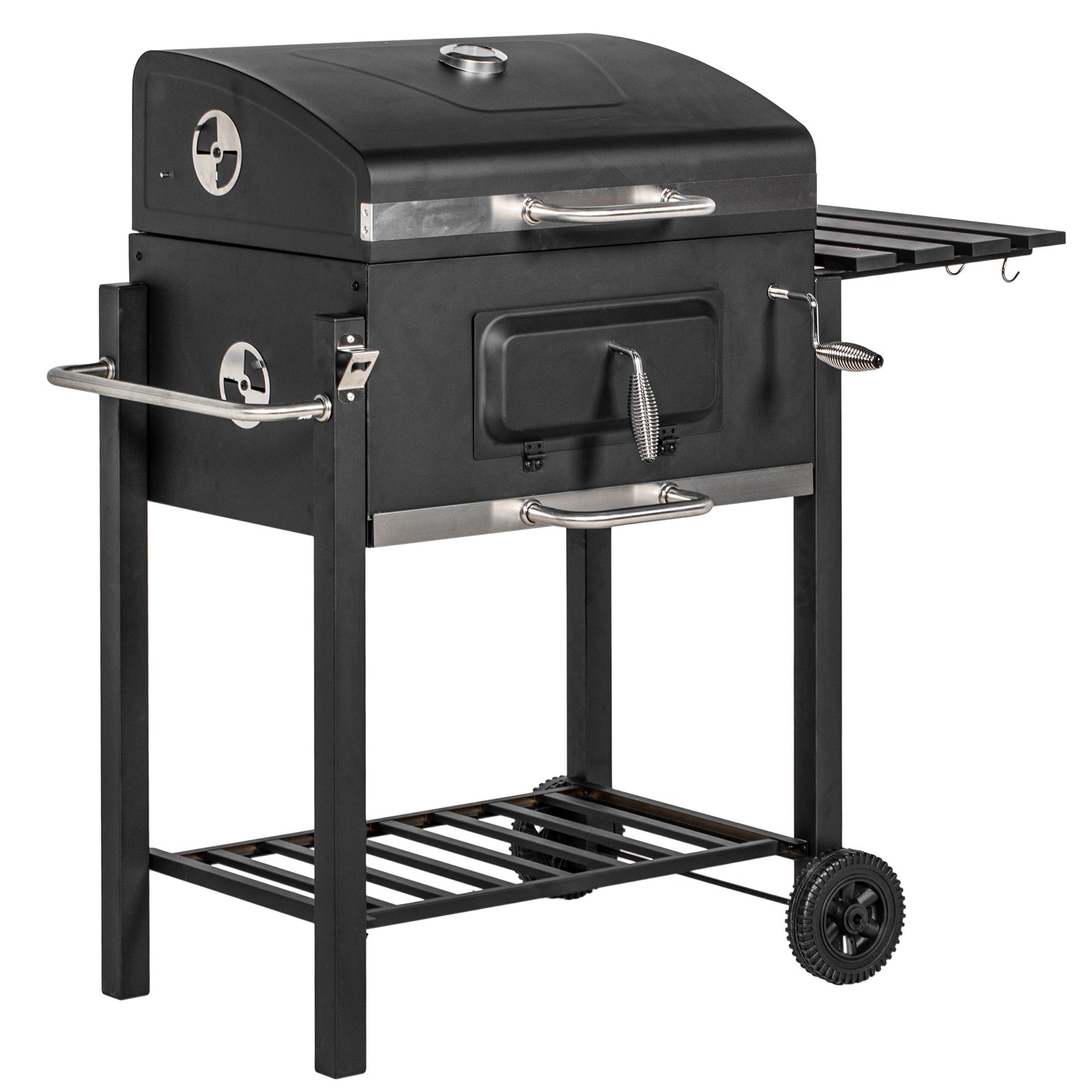 Charcoal Grill, with Height-Adjustable Coal Pan - Black