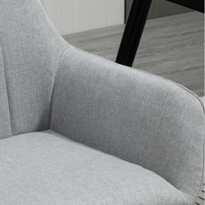 Dining Chairs Set of 4, Upholstered Linen Fabric Kitchen Chairs with Metal Legs for Living Room Dining Room, Light Grey