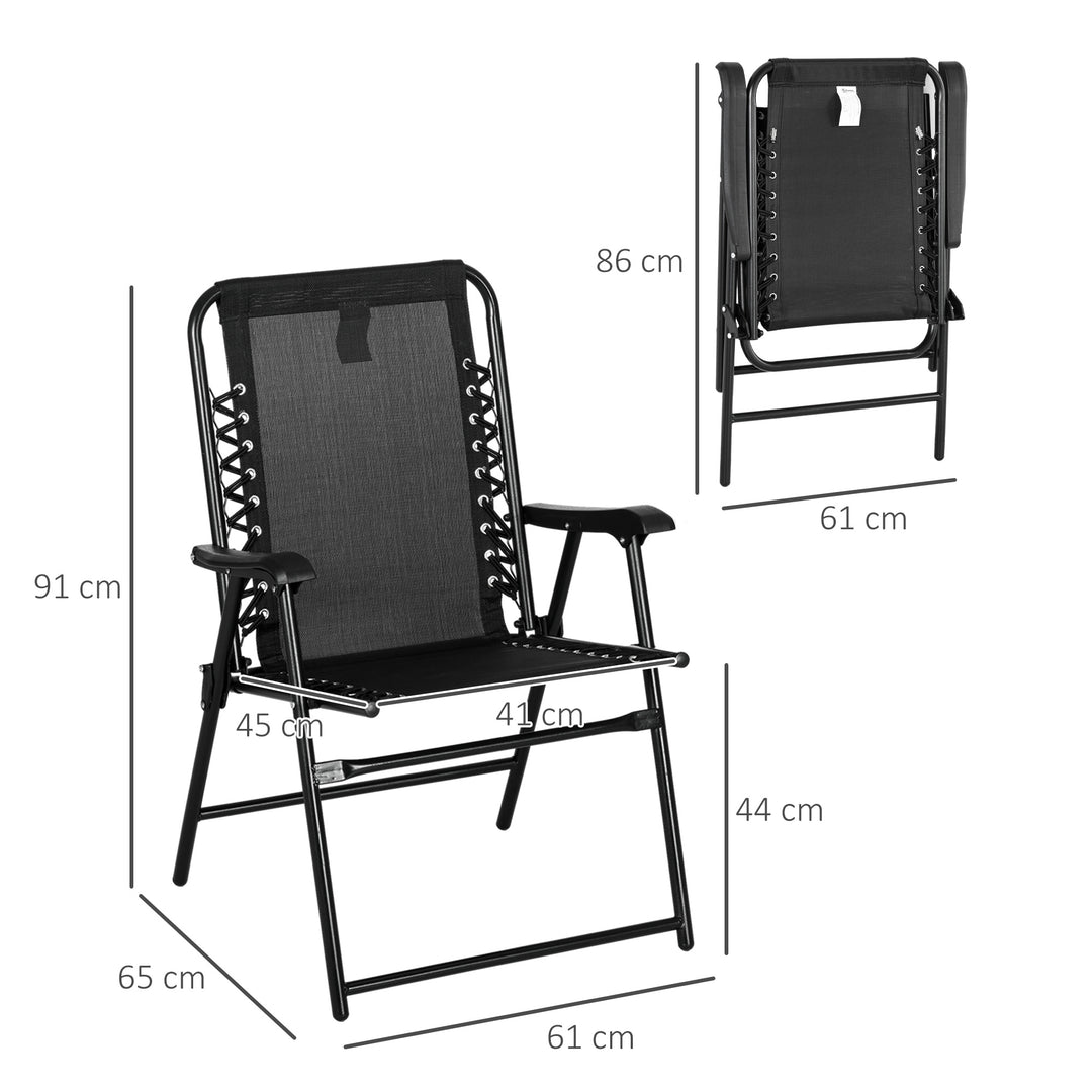 6 Pcs Patio Folding Chair Set, Outdoor Portable Loungers for Camping Pool Beach Deck, Lawn w/ Armrest Steel Frame Black