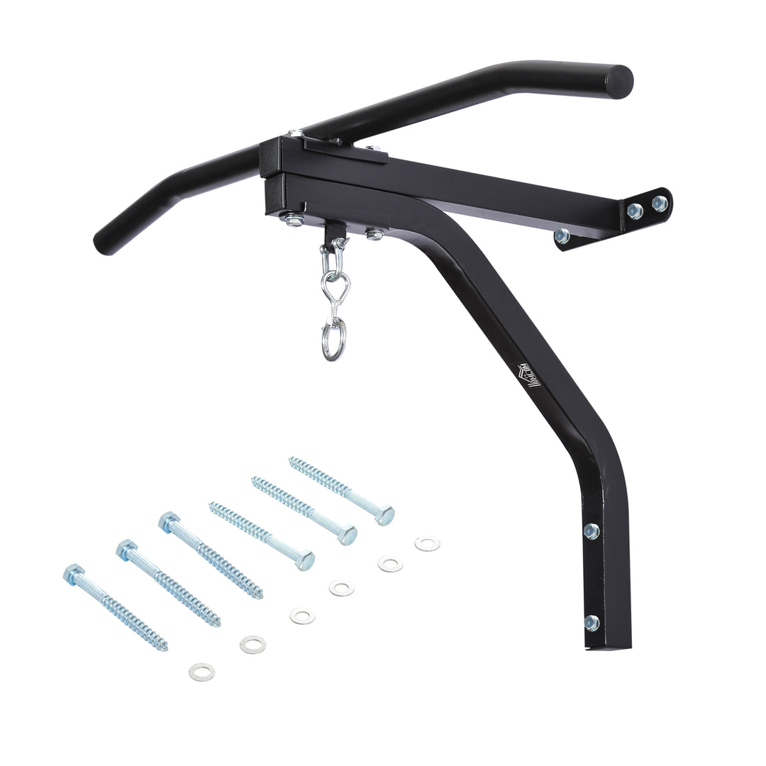 MCL Punching Bag Hanger Wall Mount Bracket Kick Boxing MMA Training Frame Home Fitness Workout Pull Up Bar, Black