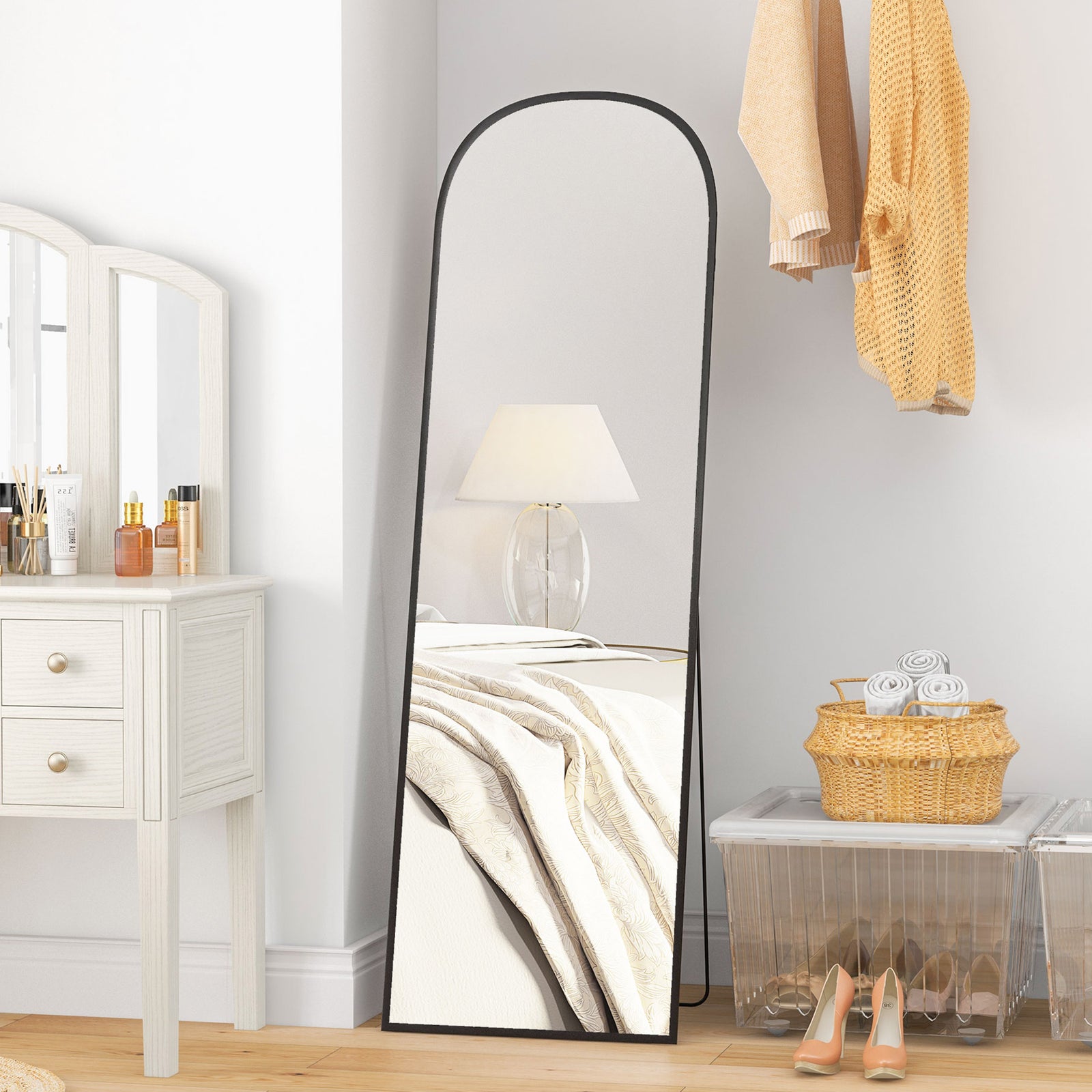 162cm Aluminium Frame Standing Mirror - Black