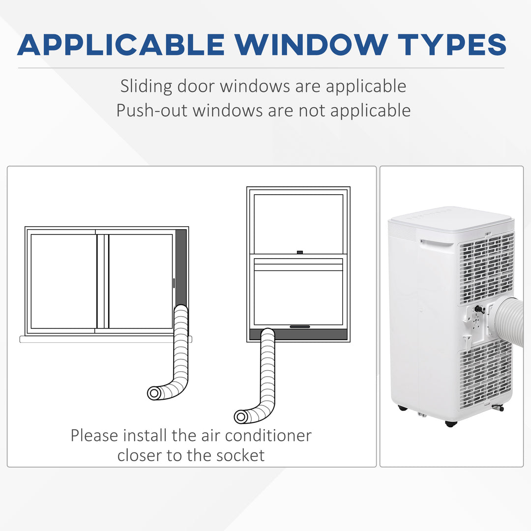 HOMCOM 8000 BTU 4-In-1 Compact Portable Mobile Air Conditioner Unit Cooling Dehumidifying Ventilating w/ Fan Remote LED Display 24 Hr Timer | Aosom UK