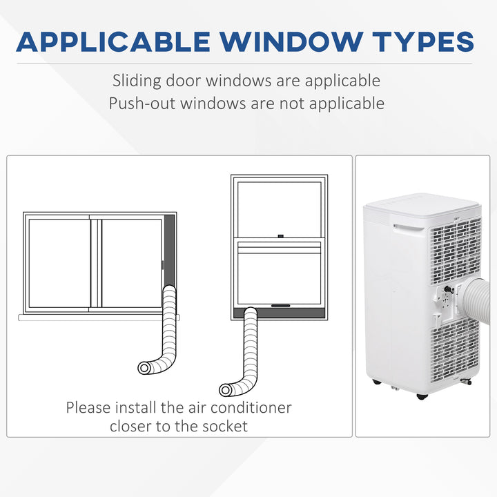 HOMCOM 8000 BTU 4-In-1 Compact Portable Mobile Air Conditioner Unit Cooling Dehumidifying Ventilating w/ Fan Remote LED Display 24 Hr Timer | Aosom UK