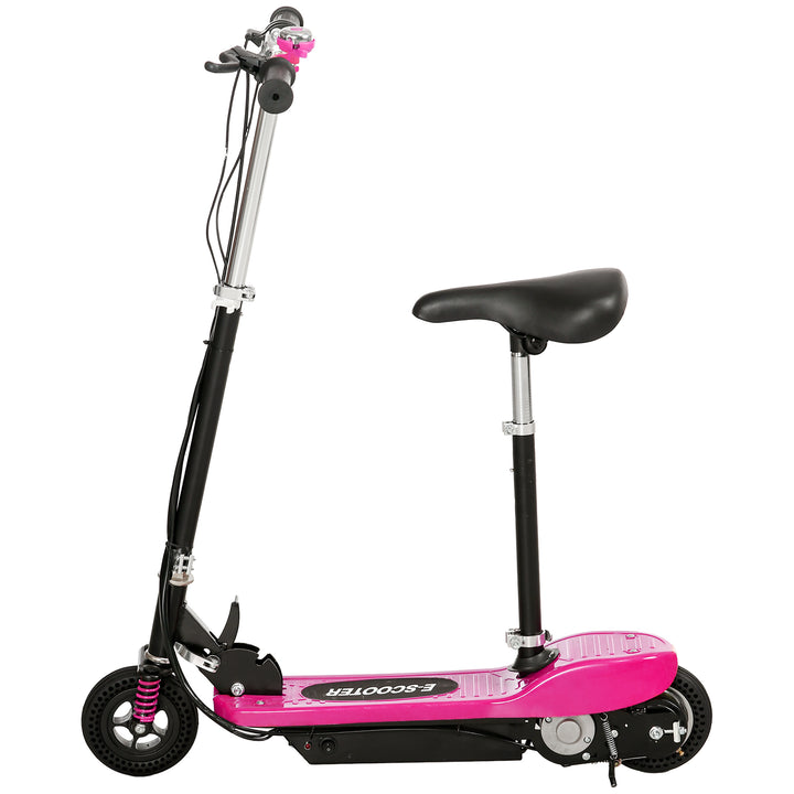 HOMCOM Steel Electric Scooter, Folding E-Scooter with Warning Bell, 15km/h Maximum Speed, for 4-14 Years Old, Pink