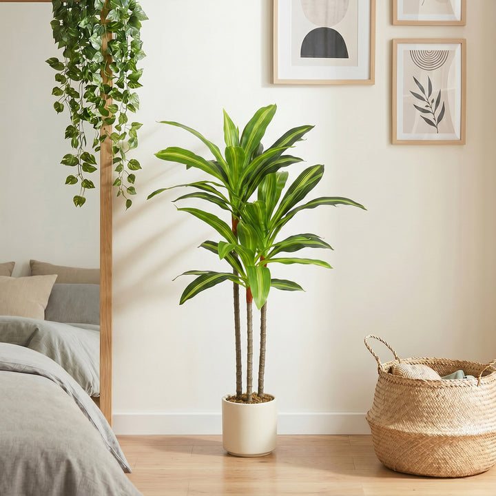 90cm Lifelike Fake Tree, Artificial Dracaena Tree with Bendable Trunks