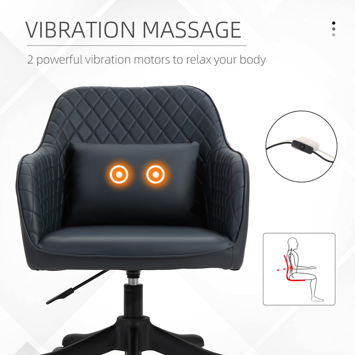 Velvet Office Chair, Desk Chair, Makeup Vanity Chair with Massage Lumbar Pillow and Rolling Wheels for Bedroom and Home, Deep Blue