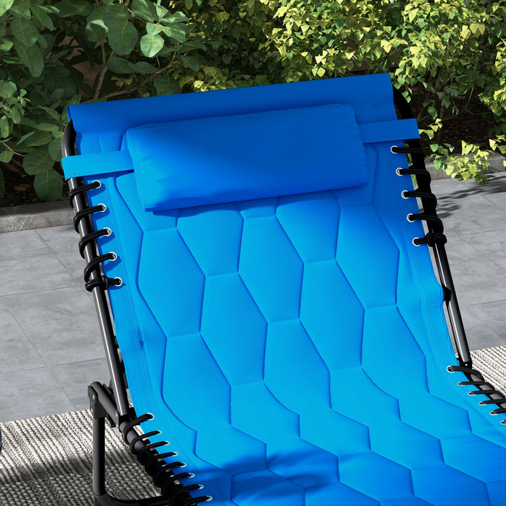 Set of Two Sun Loungers, with Five-Position Reclining Backs - Blue