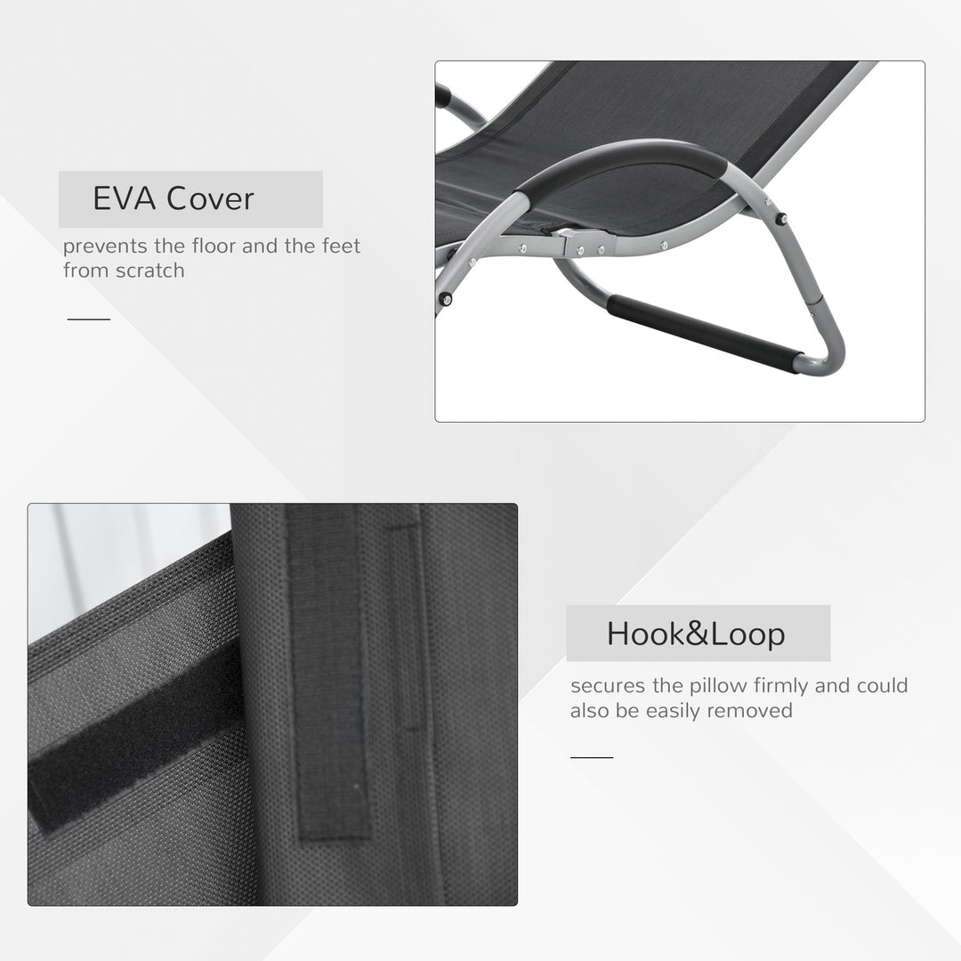 MCL Sun Lounger Reclining Chair Portable Armchair with Pillow for Garden Patio Outside Aluminium Frame, Black