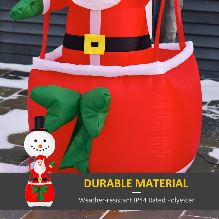 MCL 8ft Christmas Inflatable Decoration with Santa Claus on Snowman Hot Air Balloon, Blow Up Xmas Decor for Outdoor Indoor