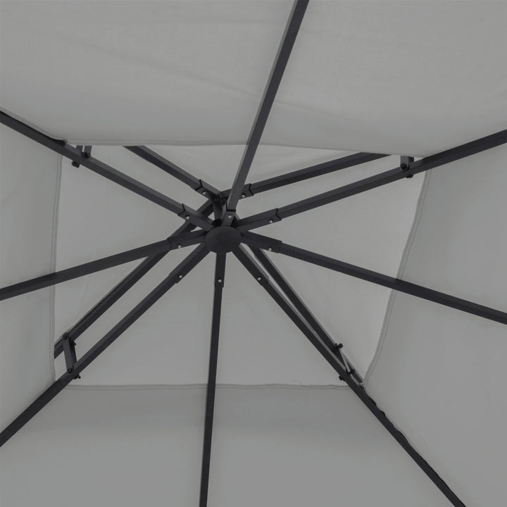 3(m) Gazebo Top Cover Double Tier Canopy Replacement Pavilion Roof Light Grey