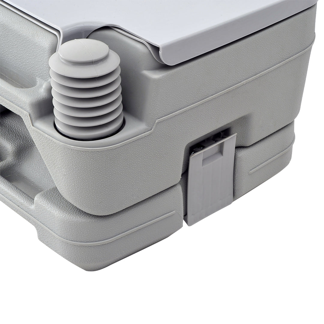 10L Portable Toilet for Adults, Outdoor Camping Toilet with 2 Detachable Tanks & Push-button Operation, Compact Outdoor Travel Potty Loo with Lid, Seat for Fishing, Hiking, Picnic, Grey