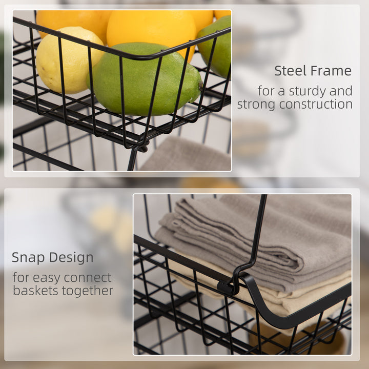5 Tier Storage Trolley, Stackable Fruit Vegetable Cart for Kitchen, Li