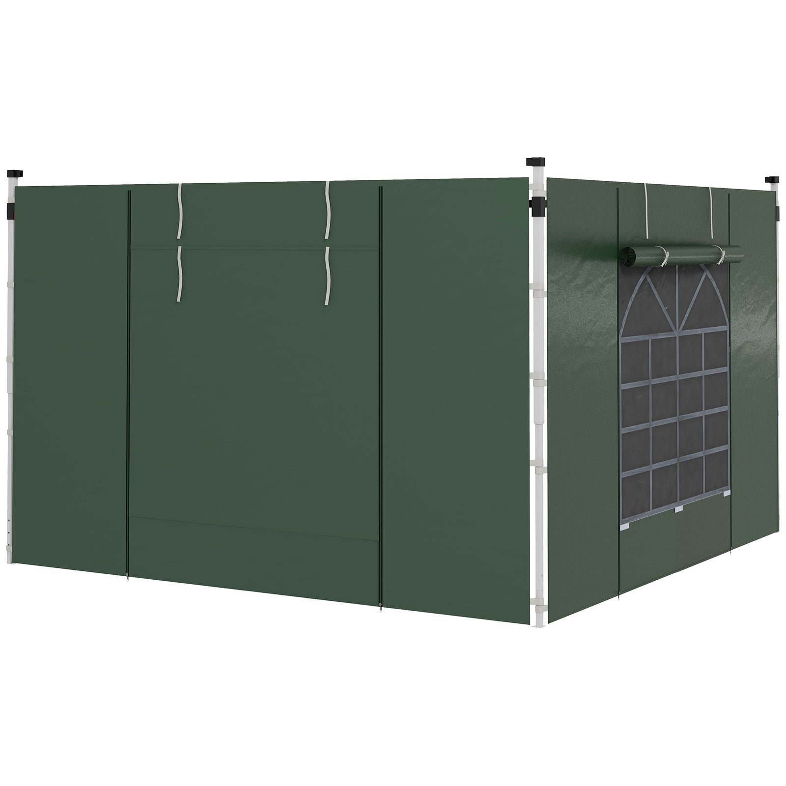 Gazebo Side Panels, 2 Pack Sides Replacement, for 3x3(m) or 3x6m Pop Up Gazebo, with Windows and Doors, Green