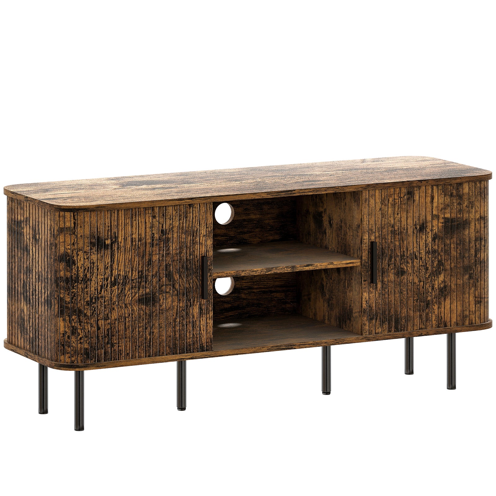 TV Stand Cabinet for TVs up to 55 Inches, TV Unit with Storage Shelves and Cupboard for Living Room, Rustic Brown