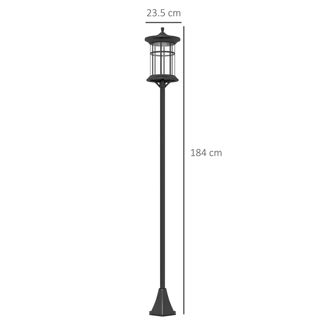Set of Two 1.8m Traditional Style Solar Lamp Posts - Black