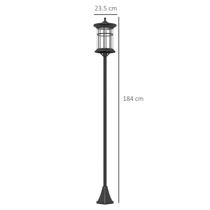 Set of Two 1.8m Traditional Style Solar Lamp Posts - Black