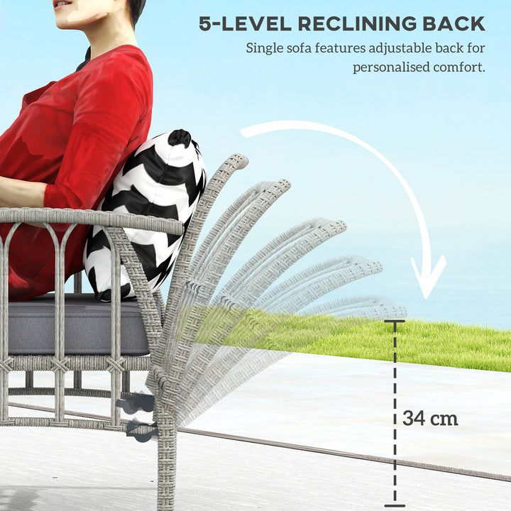 Four-Piece Rattan Cut-Out Sofa Set - Grey