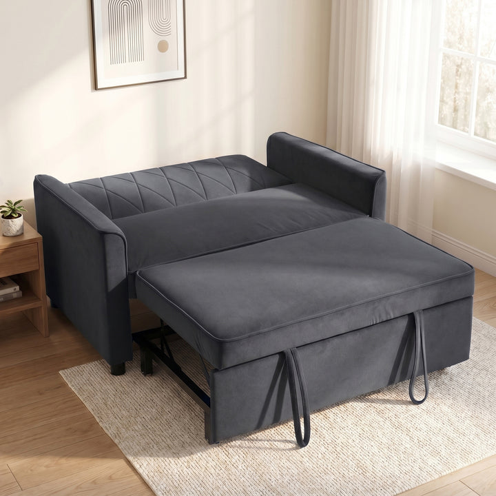 2 Seater Sofa Bed, 3-in-1 Convertible Pull Out Sleeper Sofa with Click