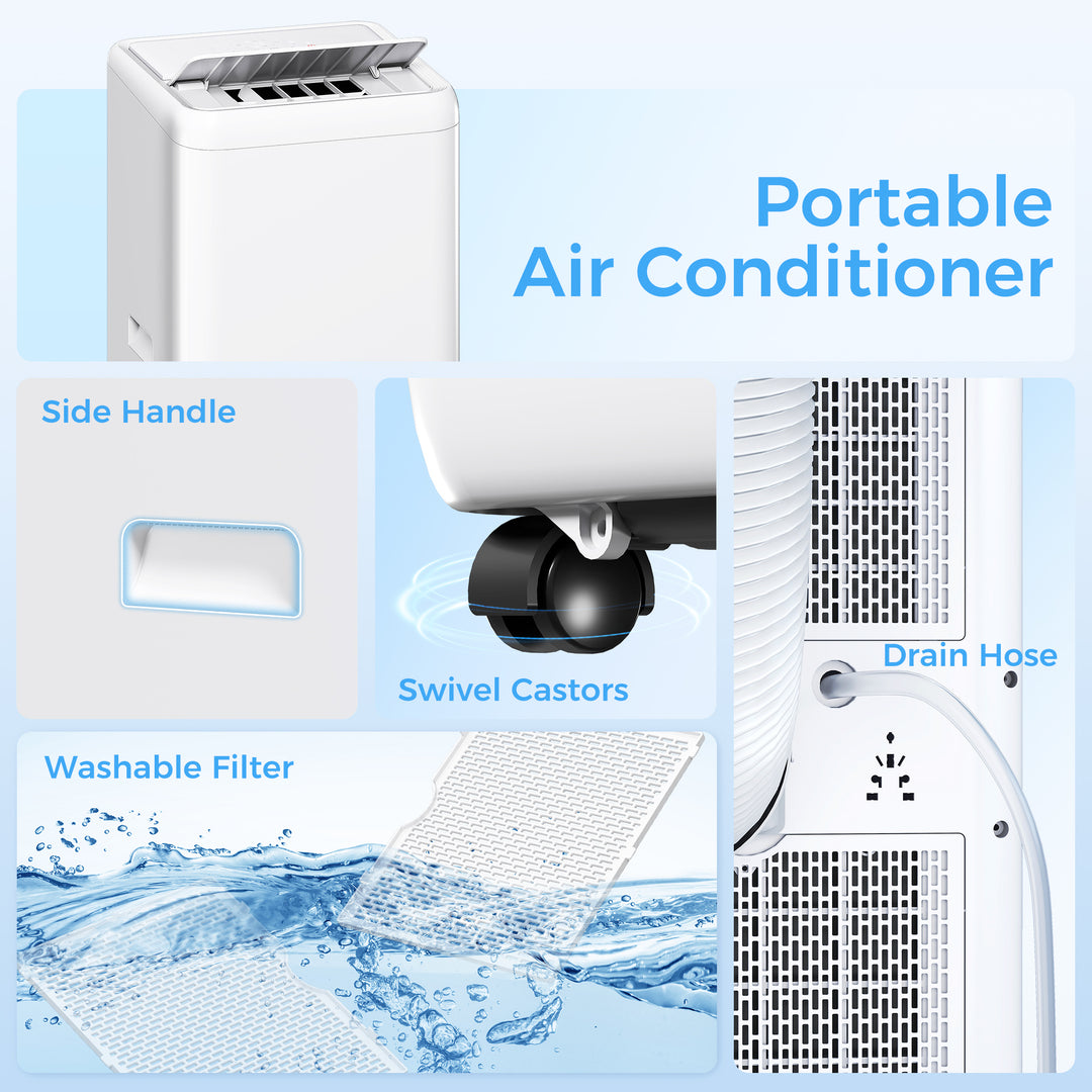 12,000 BTU 5-in-1 Mobile Air Conditioner, 35m² Radius - White