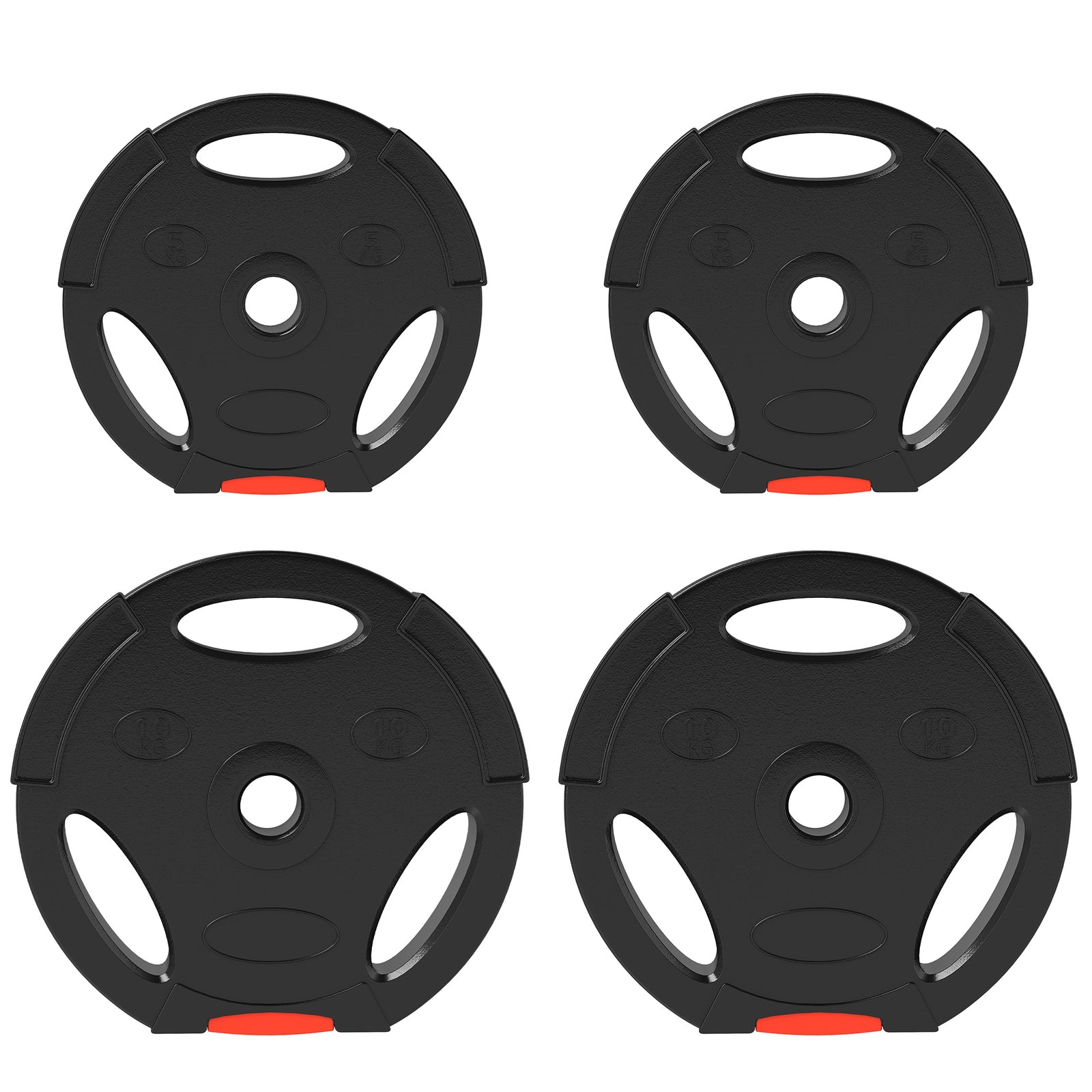 SPORTNOW Olympic Weight Plates Set, with Two 10kg and Two 5kg weights, Black