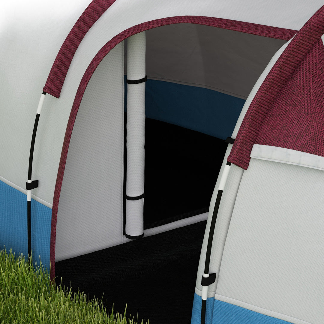 Camping Tent, Large Tunnel Tent with Bedroom and Living Area, 2000mm Waterproof, Portable with Bag for 2-3 Man, Red