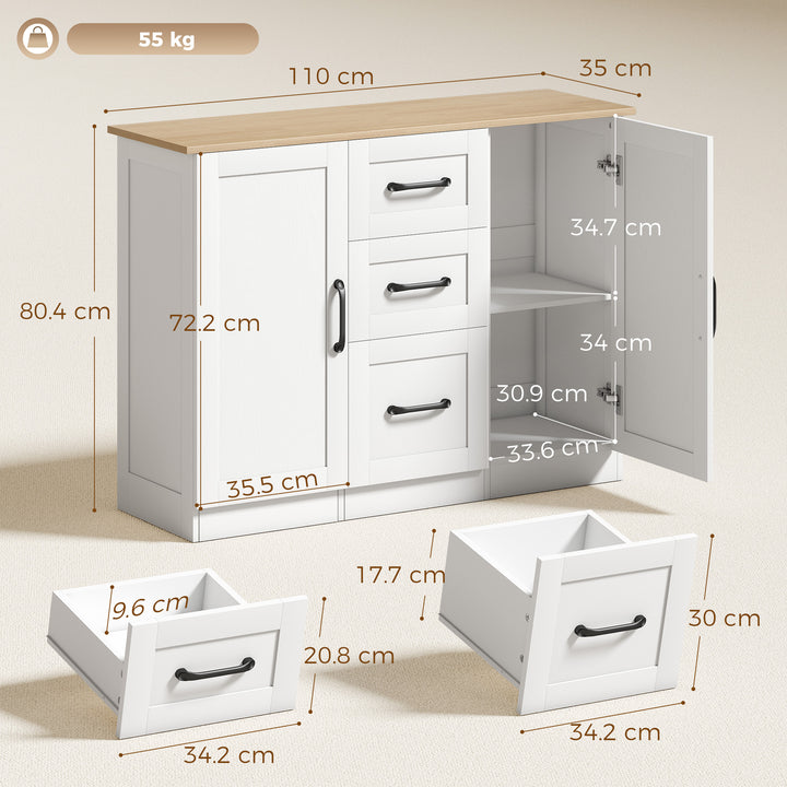 Sideboard Storage Cabinet, Modern 110 cm Buffet Storage Cabinet with - view 3