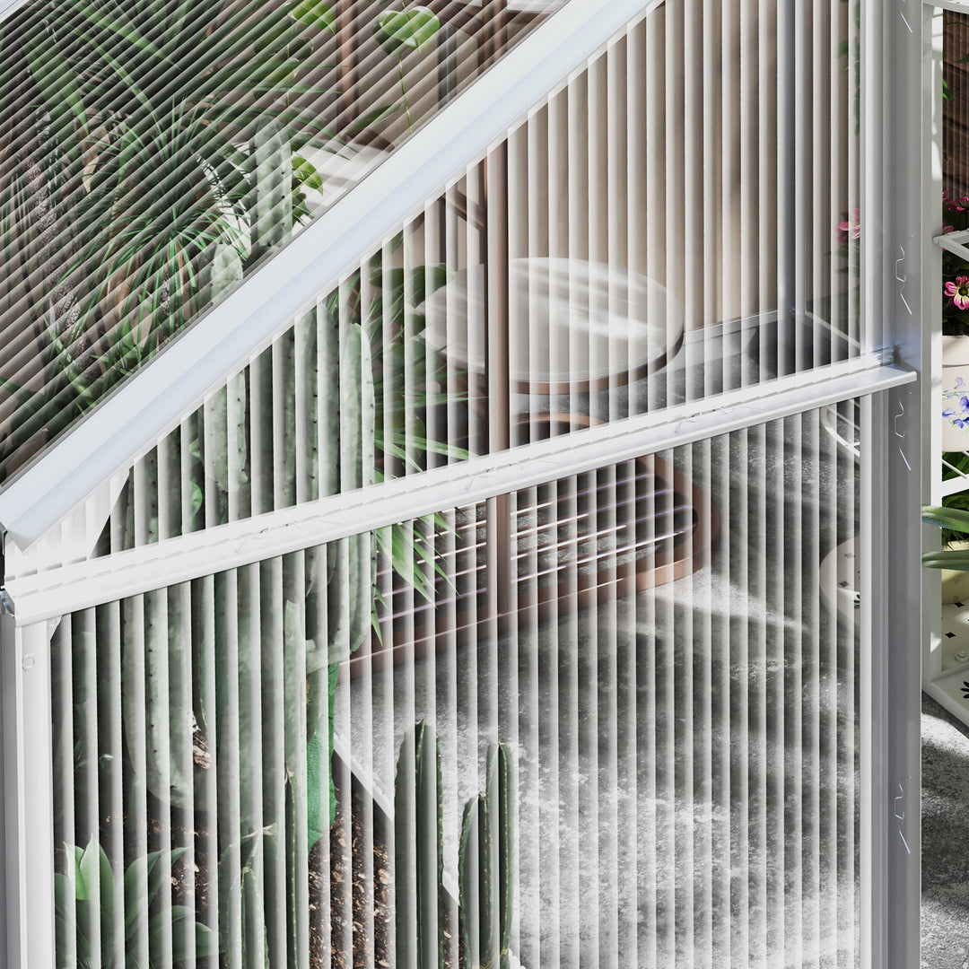 6 x 6ft Walk-In Greenhouse, Polycarbonate Greenhouse with Sliding Door, Window, Aluminium Frame, Foundation, Silver