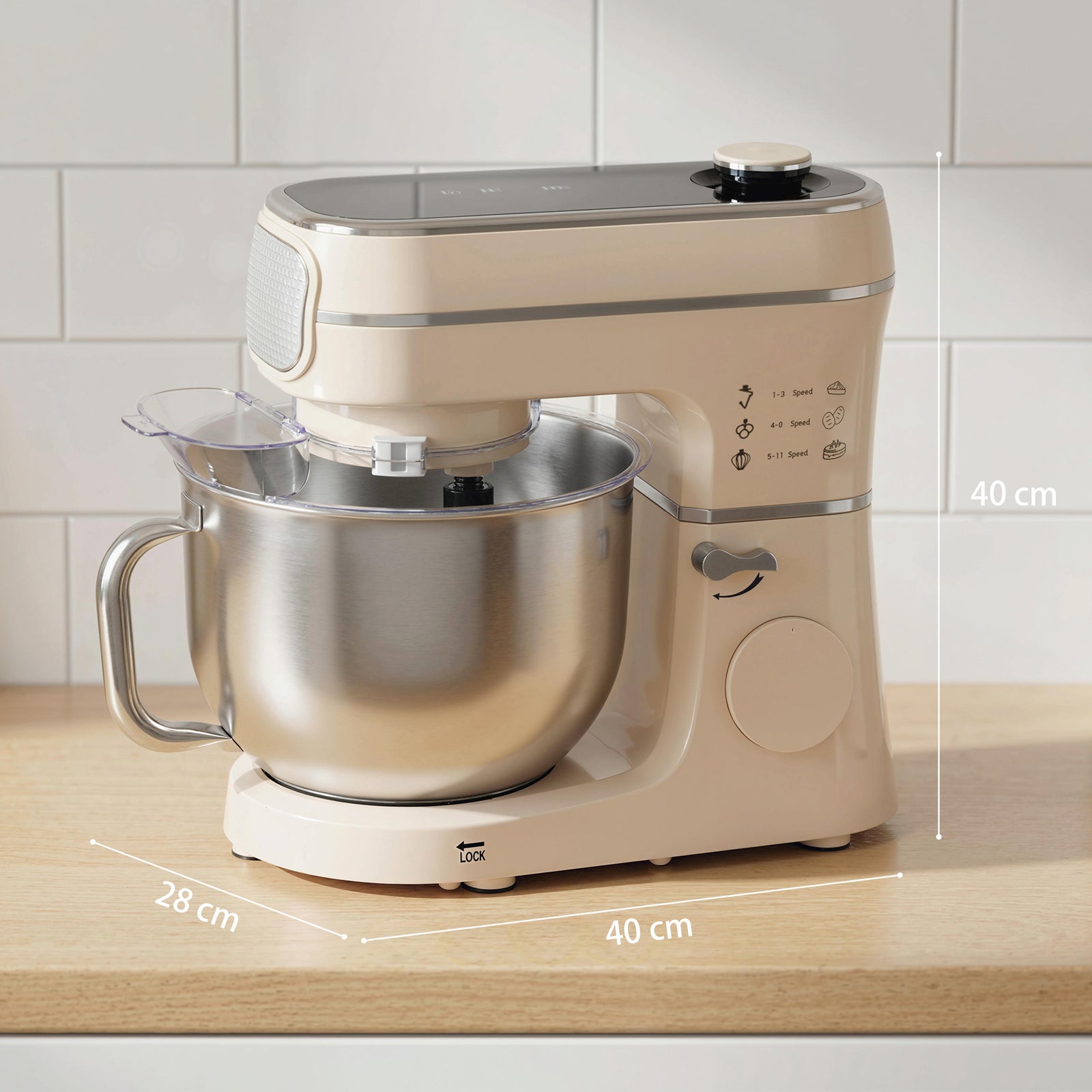 Stand Mixer, 6L 1400W Tilt-Head Food Mixer with 11 Speeds, Pulse & Fer
