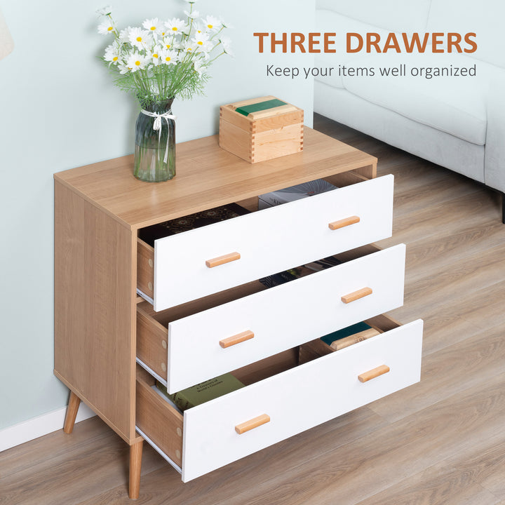 MCL Chest of Drawers with 3 Drawers, Bedroom Cabinet, Storage Organizer for Living Room, White and Natural