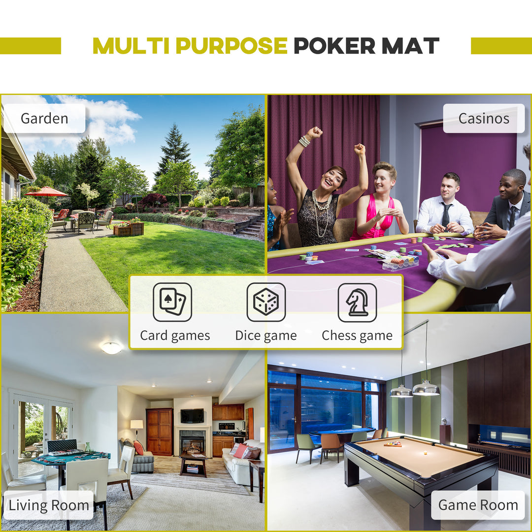 MCL 8 Player Folding Poker Table, Oval Portable Blackjack Casino Table with Cup Holder, Felt Top and Metal Base, 183 x 82 x 75cm, Green and Black