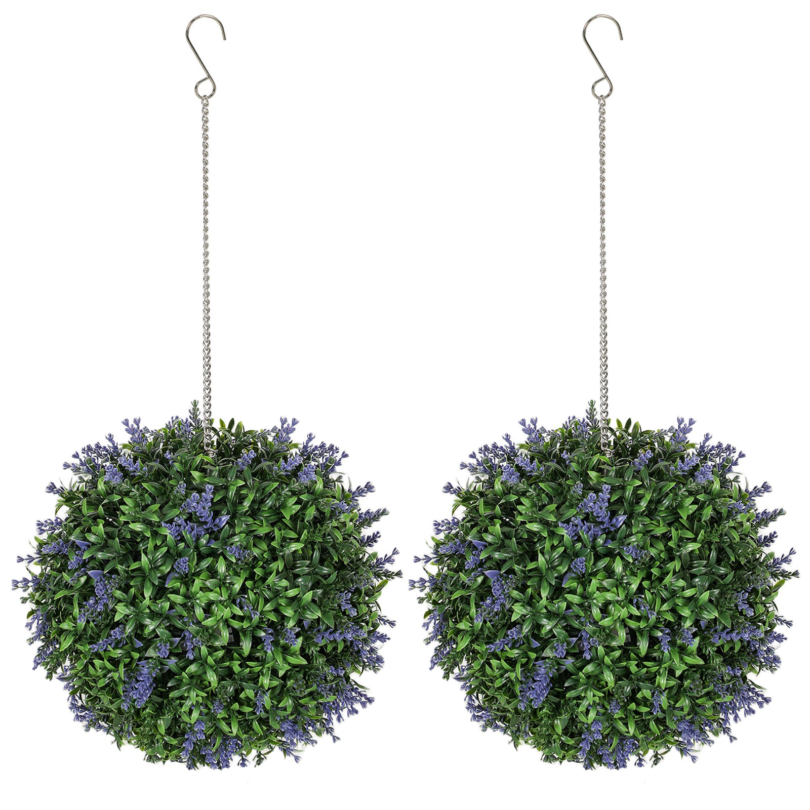 Set of 2 Artificial Plant Topiary Balls, UV-protected Fake Decorative Plants, Faux Plants for Home Indoor Outdoor Decor, 27cm, Purple