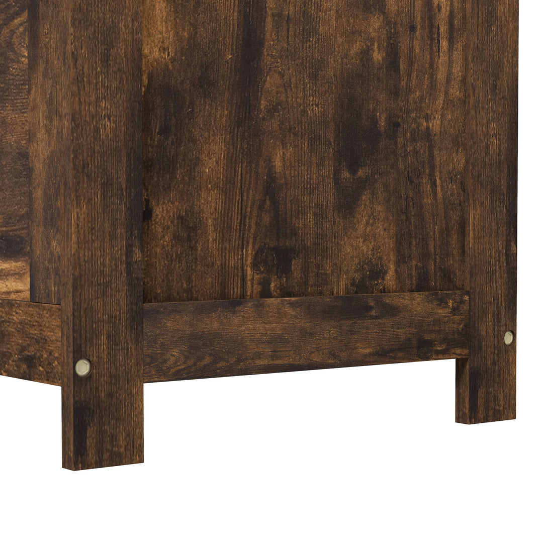 Storage Chest, Modern Storage Trunk with 2 Safety Hinges and Cut-out Handles, Wooden Toy Box for Living Room, Entryway, 76 x 40 x 48 cm, Rustic Brown