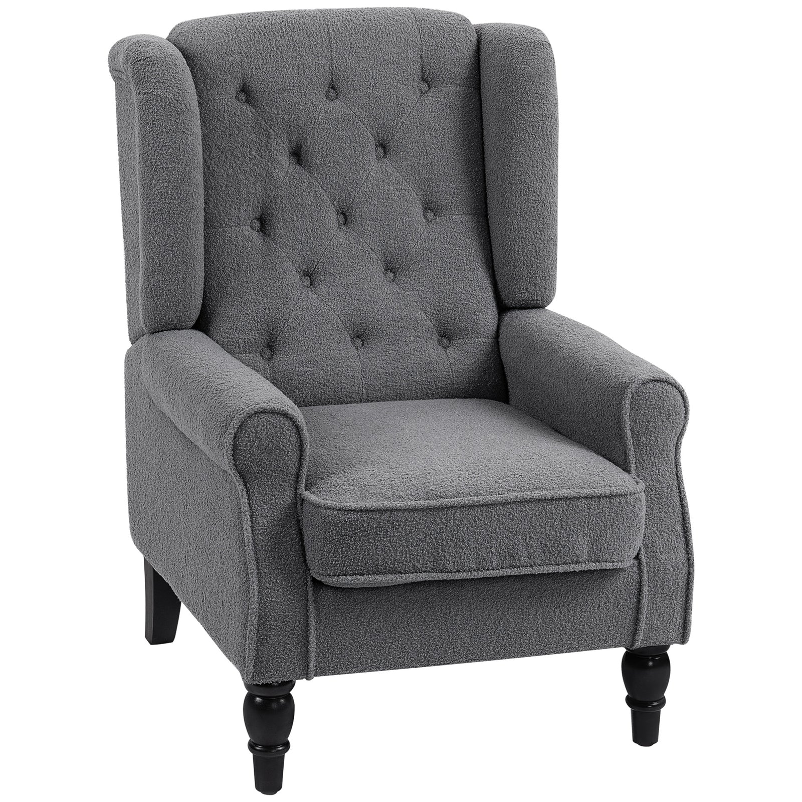 Teddy Fleece Retro Wingback Chair - Grey