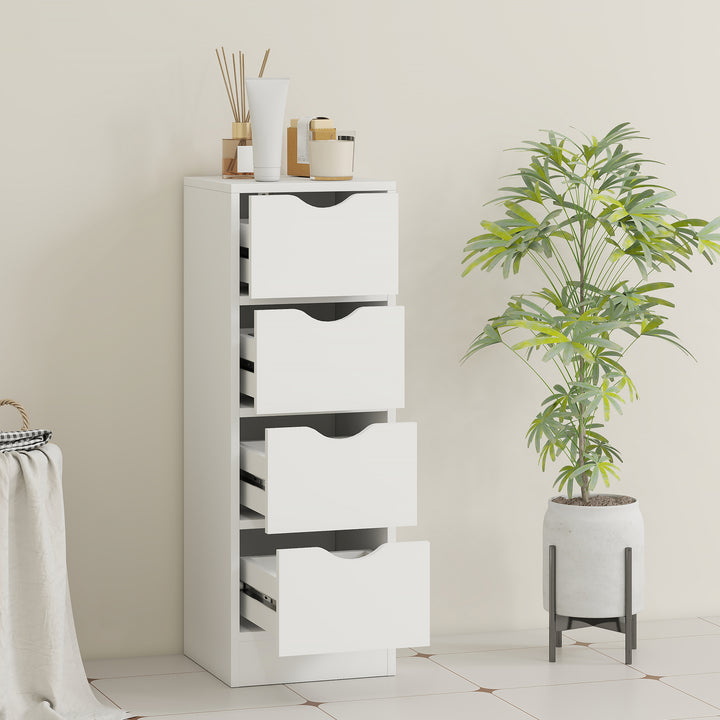 4-Drawer Bathroom Cabinet, Freestanding Narrow Storage Cabinet with Gr
