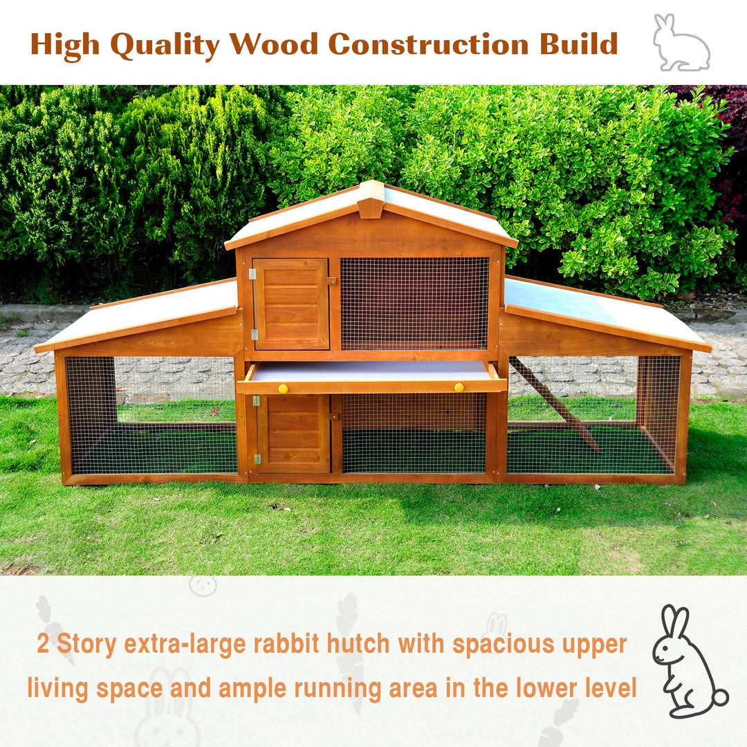Small Animal Deluxe XXL Fir Wood 2-Tier Guinea Pigs Hutches Natural Wood Tone