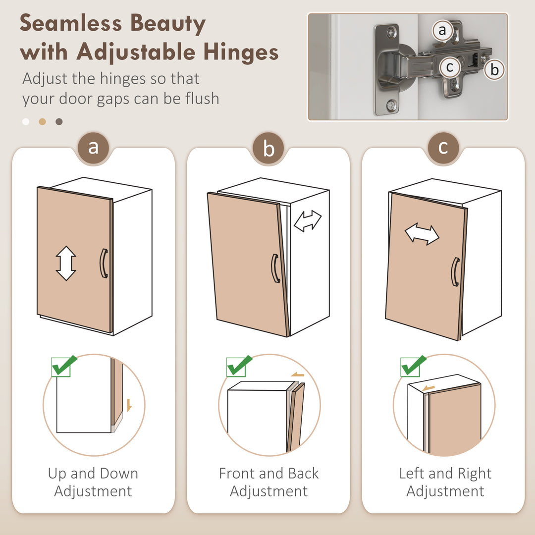 MCL Freestanding Kitchen Cupboard, Storage Cabinet with Doors and Adjustable Shelves, Counter Top, Grid Glass Doors, 80L x 37W x 183H cm - White